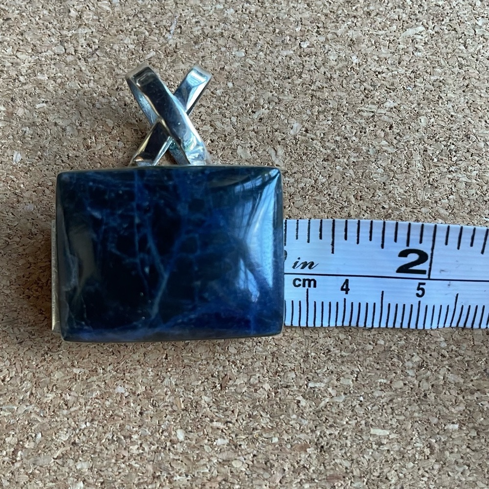 Lapis Rectangular Pendant Sterling Silver - image 3